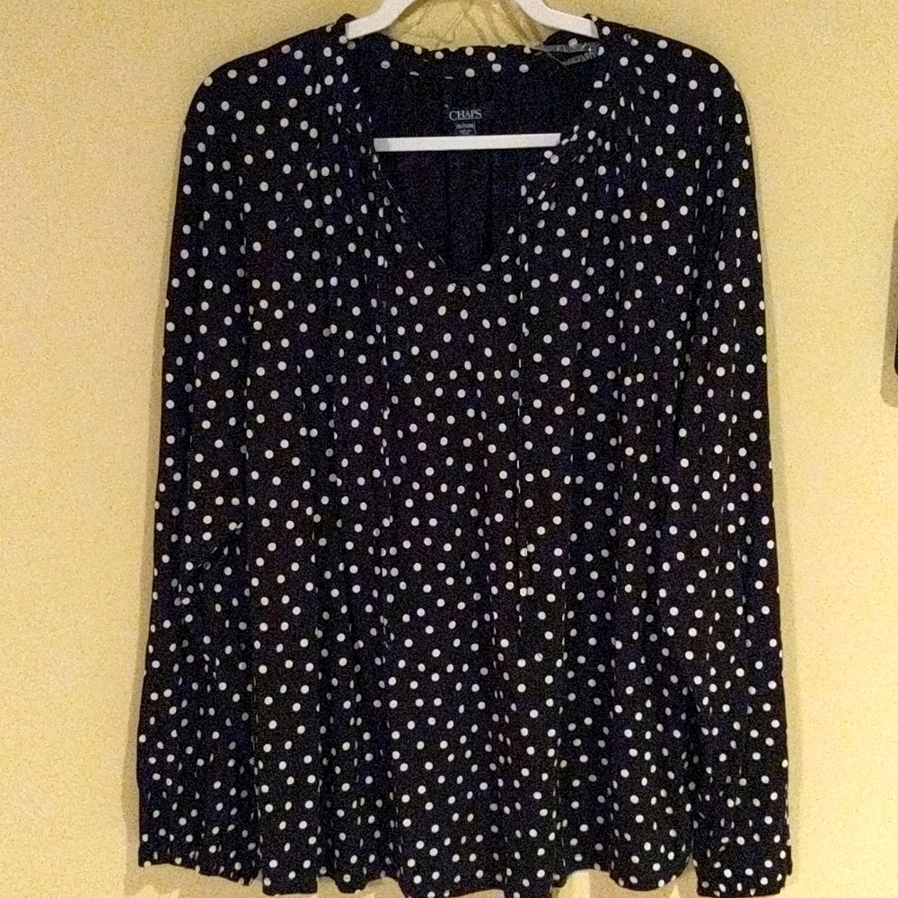 Chaps Knit Polka Dot Blouse XXL